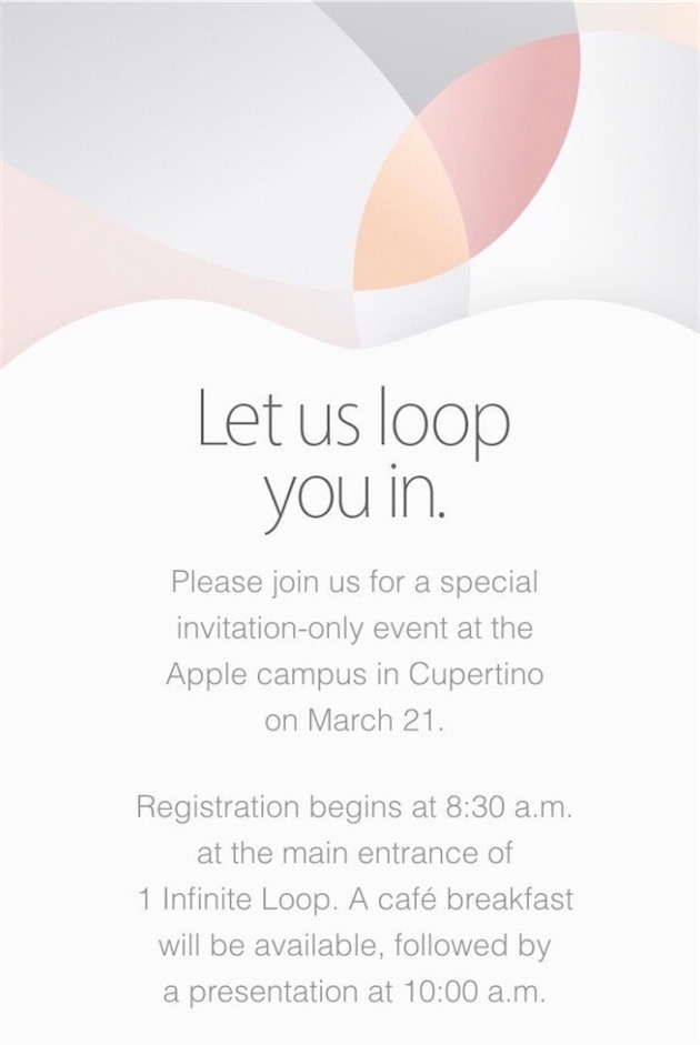 Invitation Apple event 21 mars