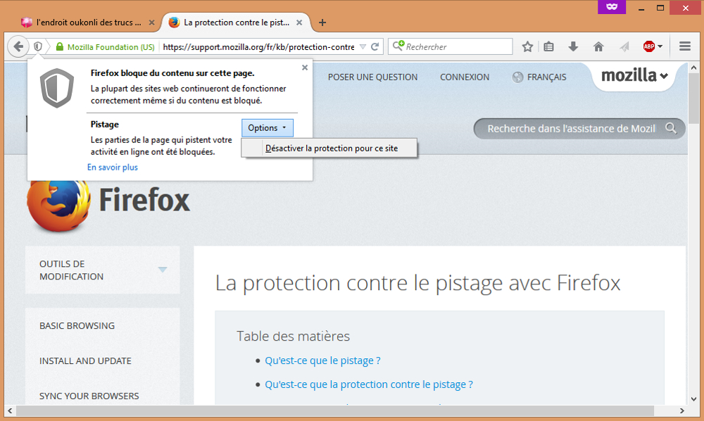 Firefox Tracking Protection