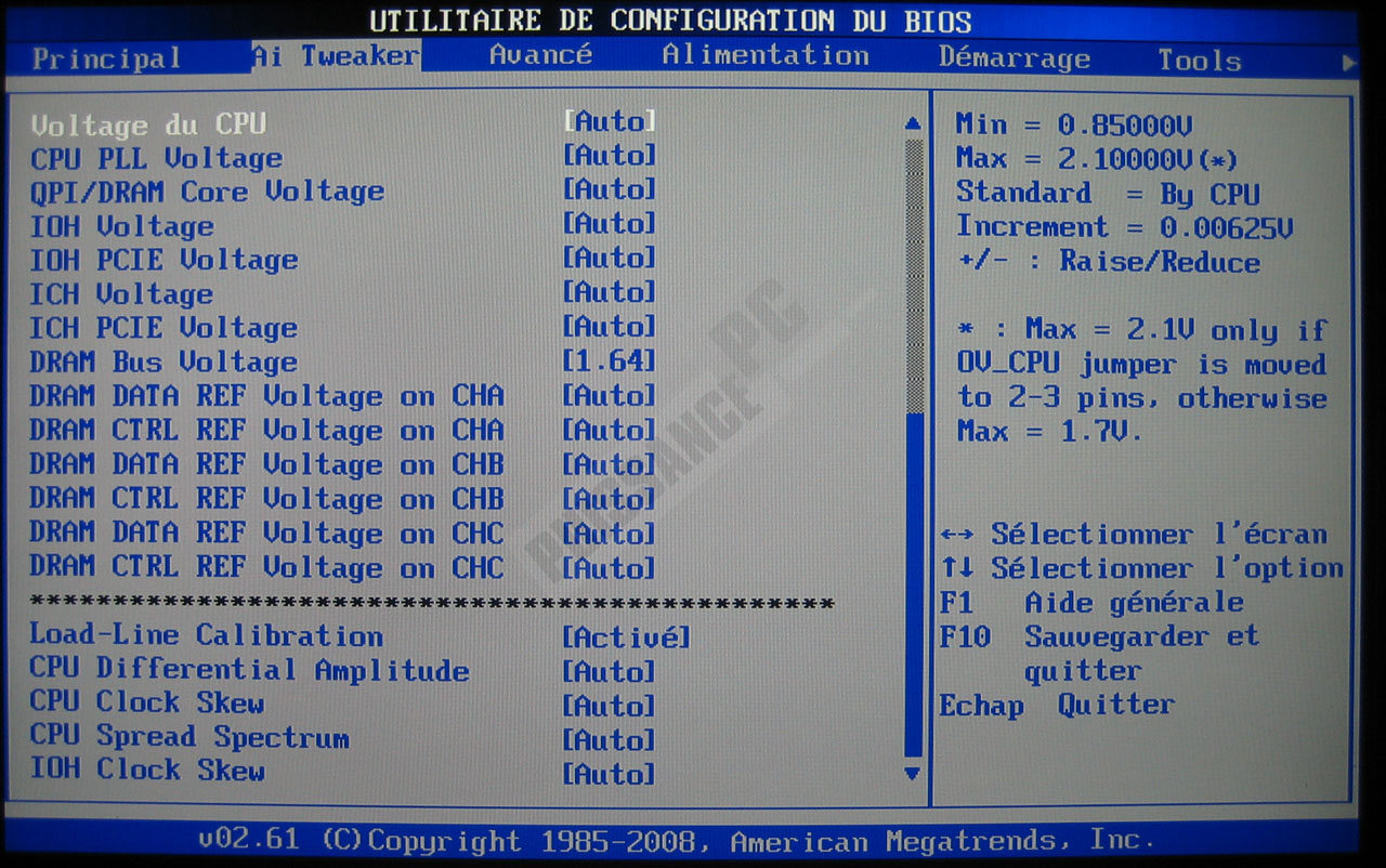Comparatif cartes m&egrave;res X58 photo Asus P6T bios