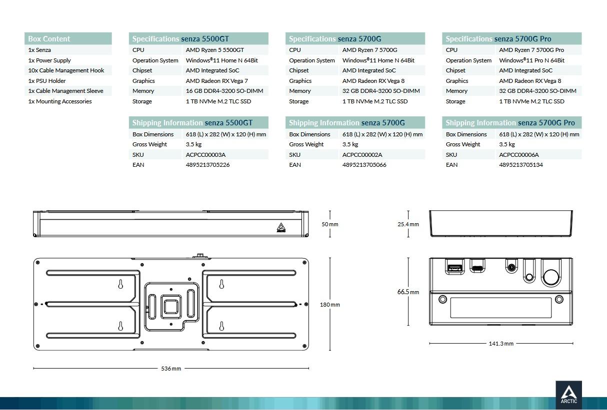 arctic senza specs