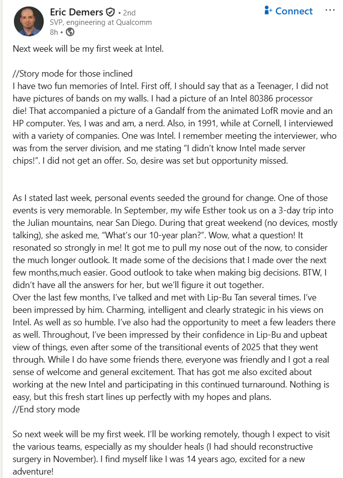 message linkedin eric demers