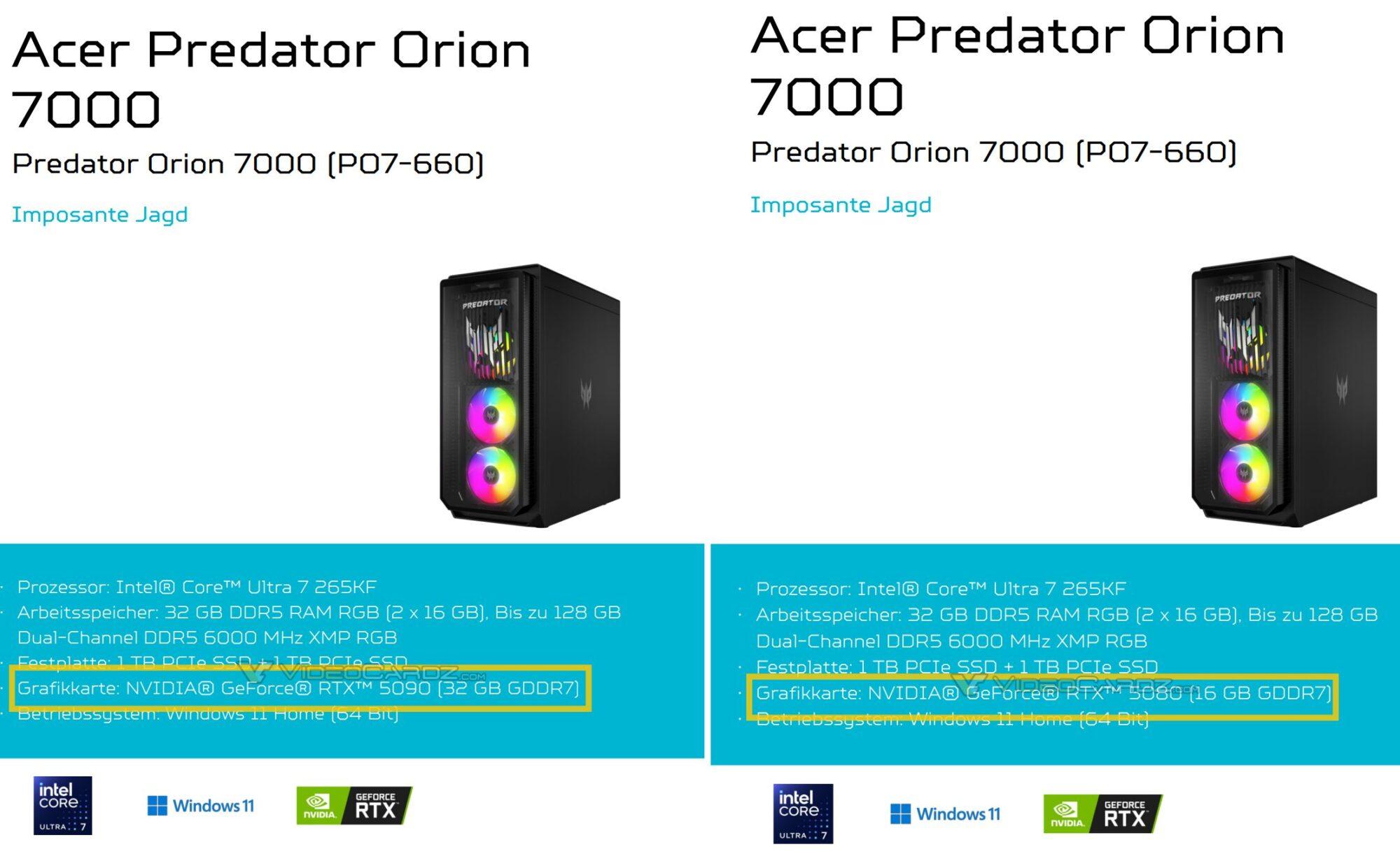 acer rtx 50 series leak