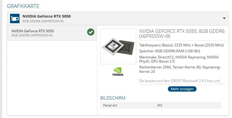 rtx 5050 kiebel gddr6