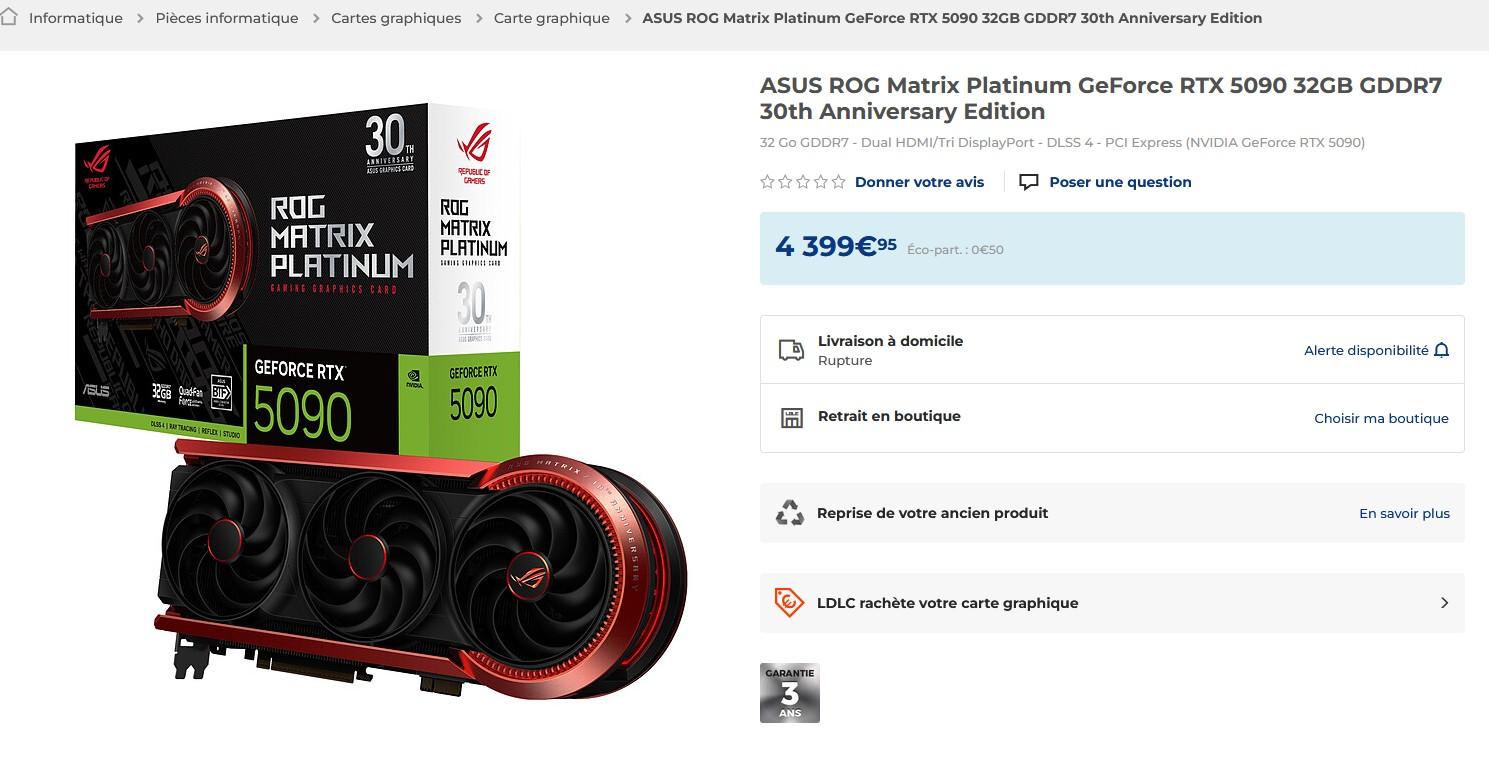 rtx 5090 rog matrix 30th anniversary edition ldlc