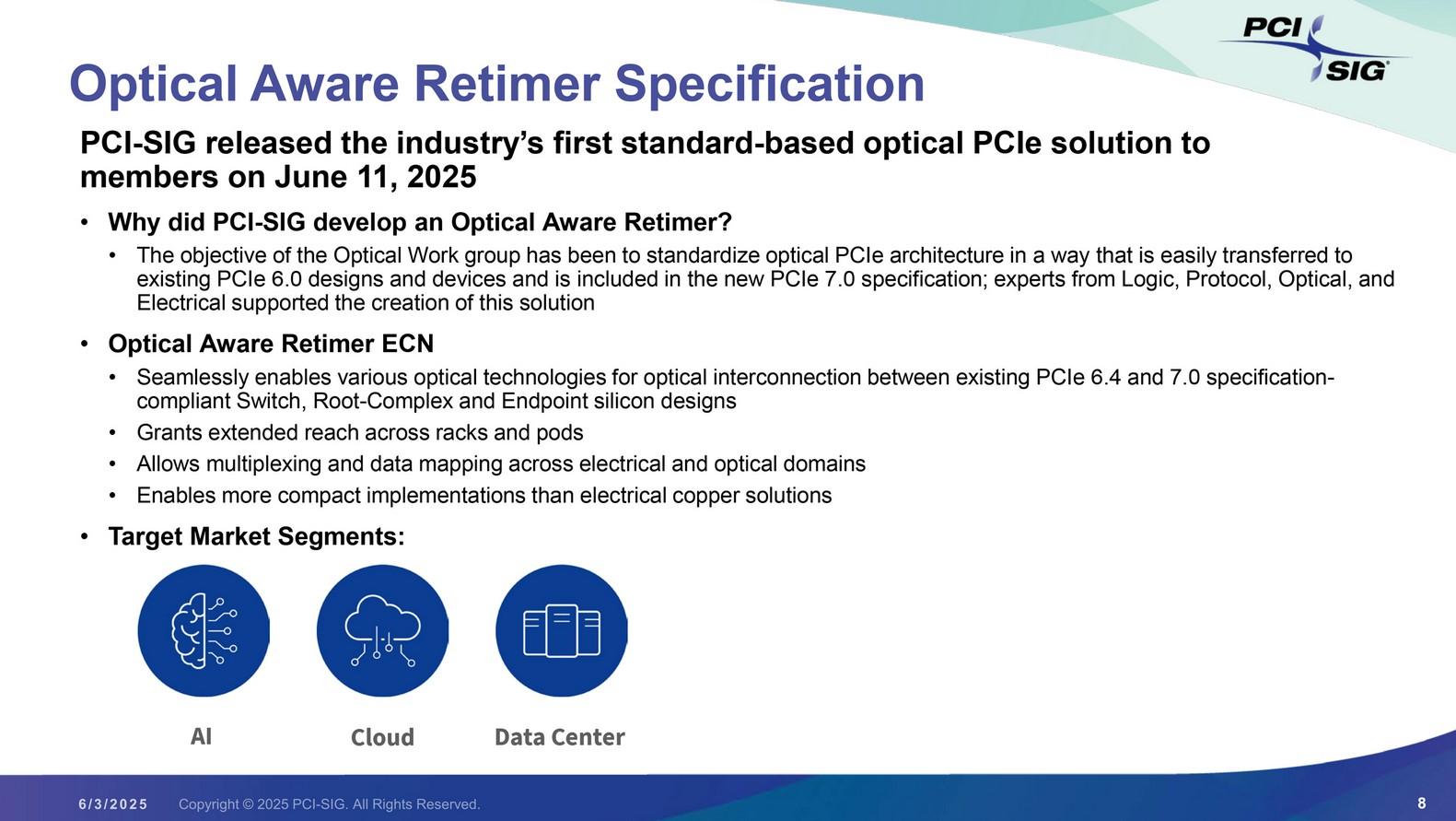 optical aware retimer spec pci