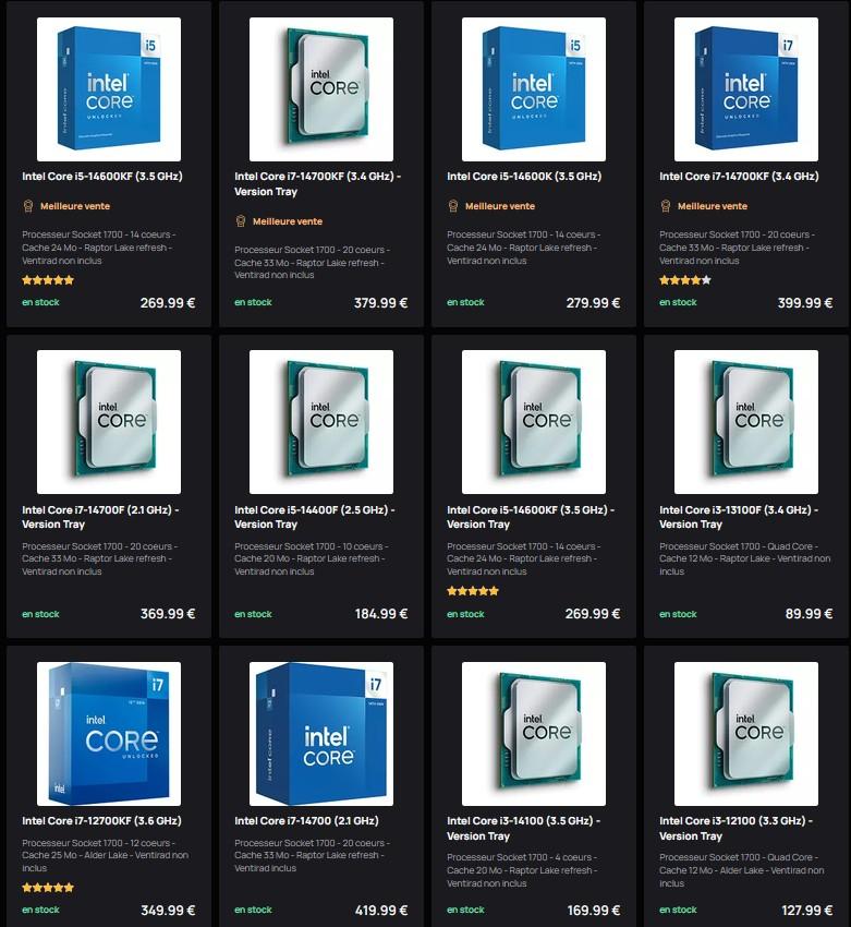 Haut de page Core en LGA-1700 chez TopAchat [cliquer pour agrandir]