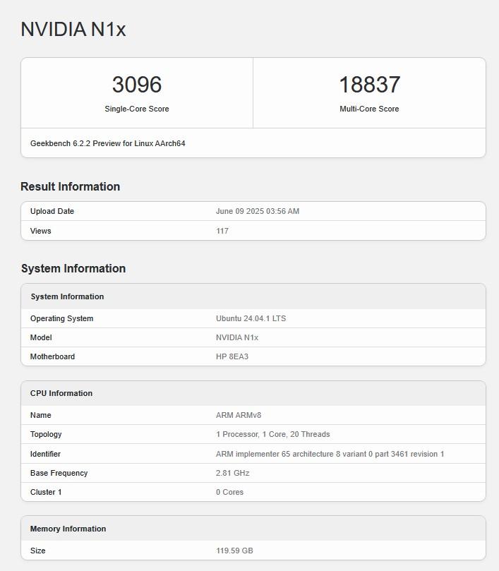 nvidia nx1 geekbench