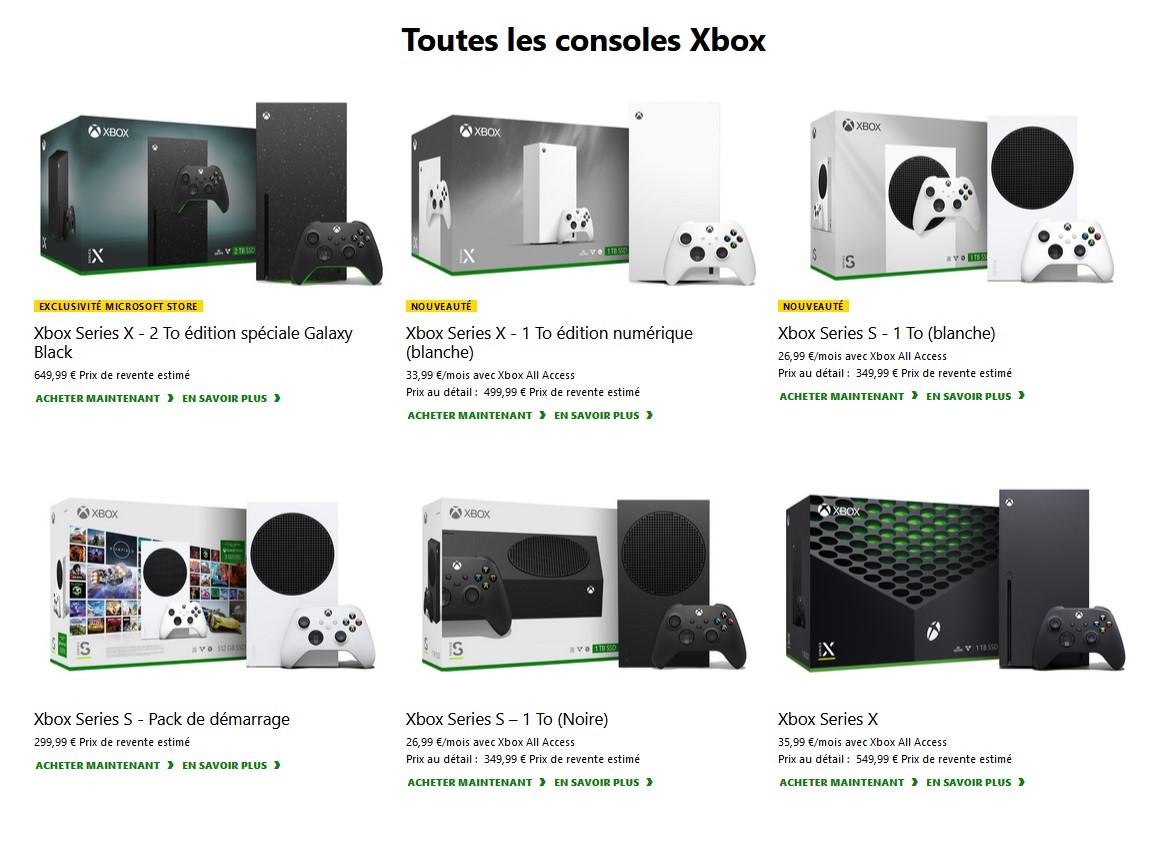 toutes les consoles xbox