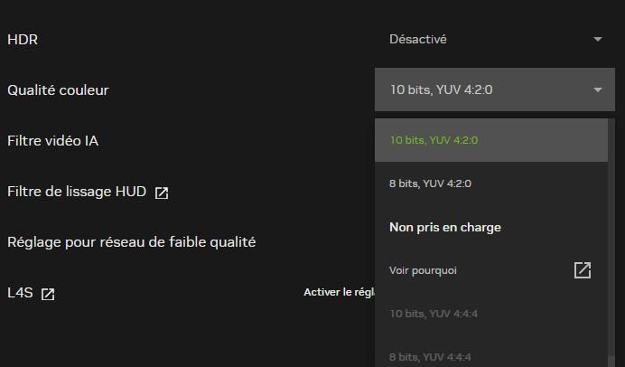 yuv 444 non pris en charge gfn