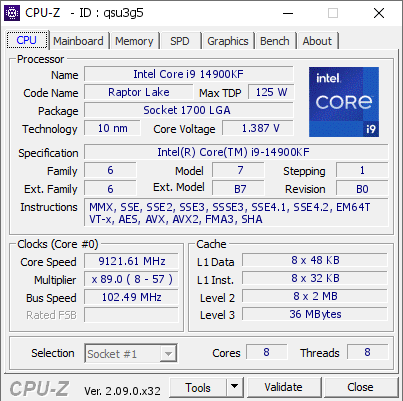 core i9 14900kf record 9121 mhz