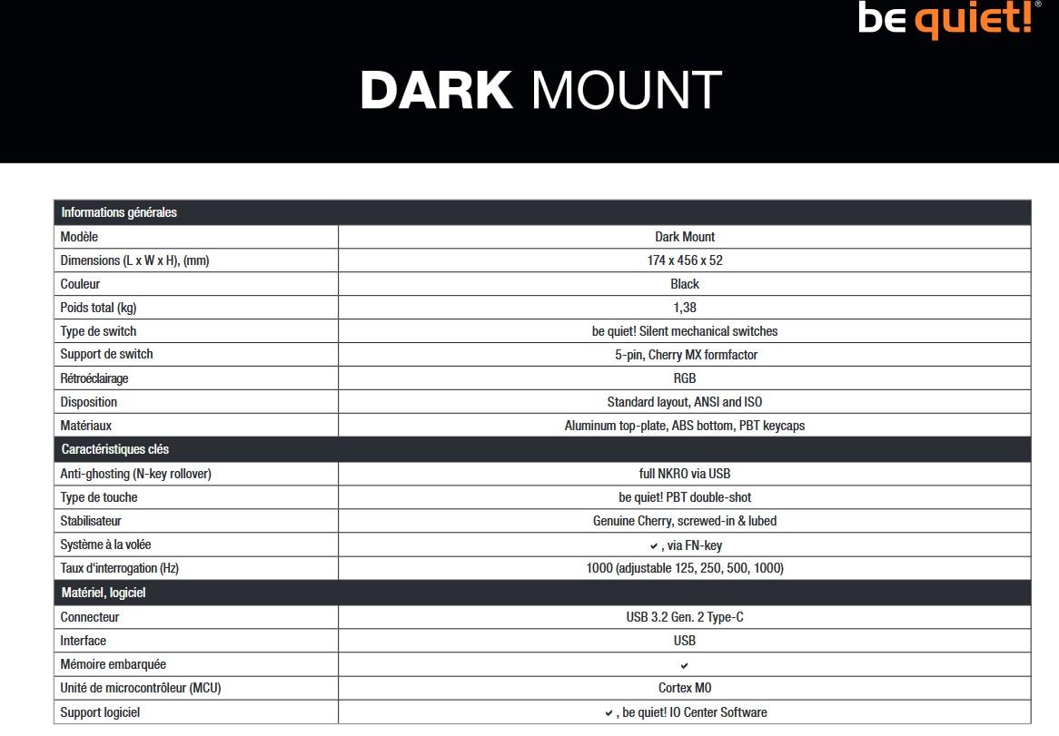 be quiet dark mount fiche technique
