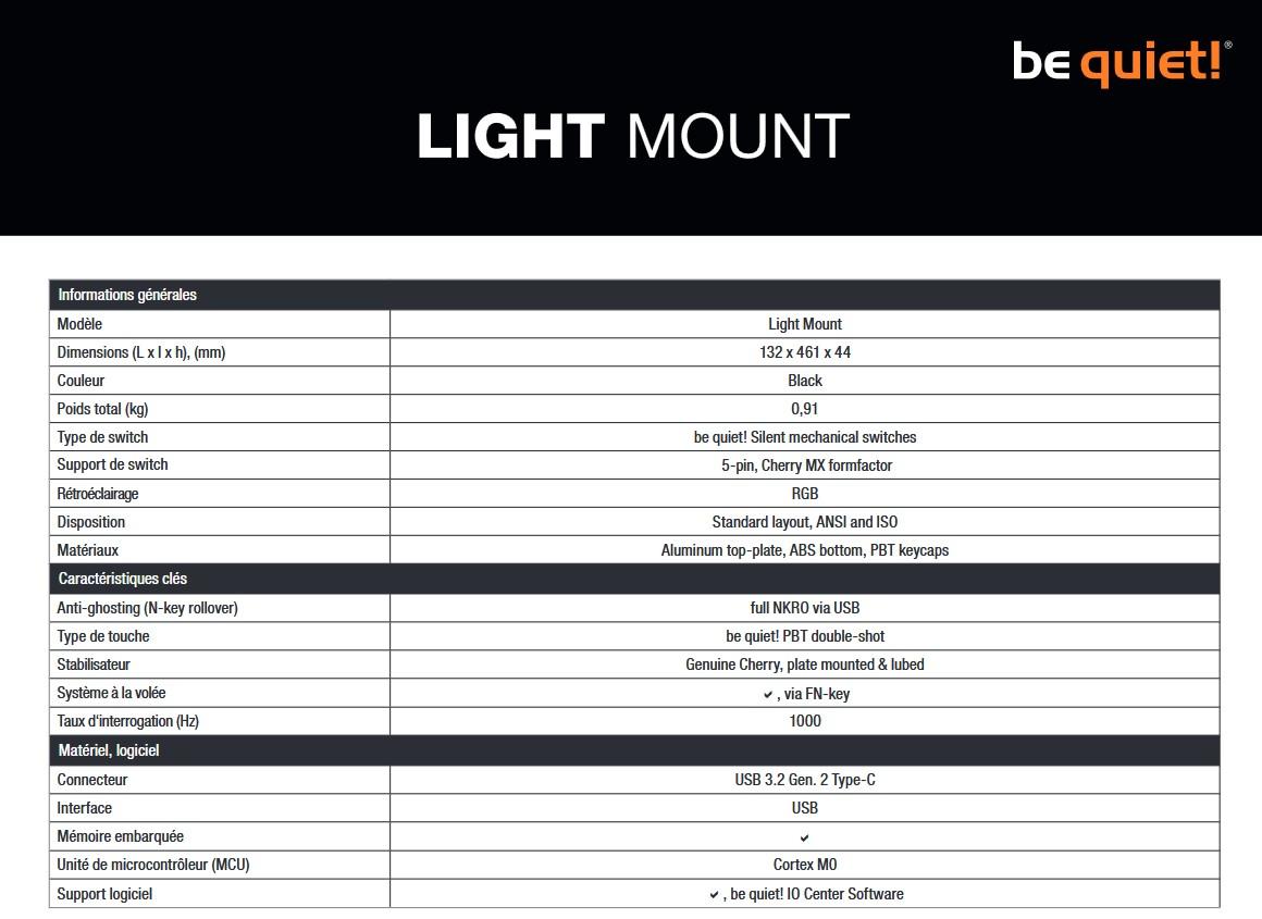 be quiet light mount fiche technique
