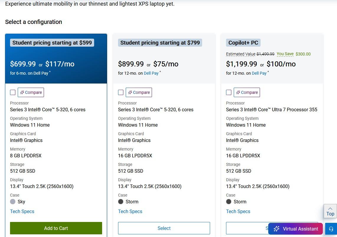 xps 13 prix dollars