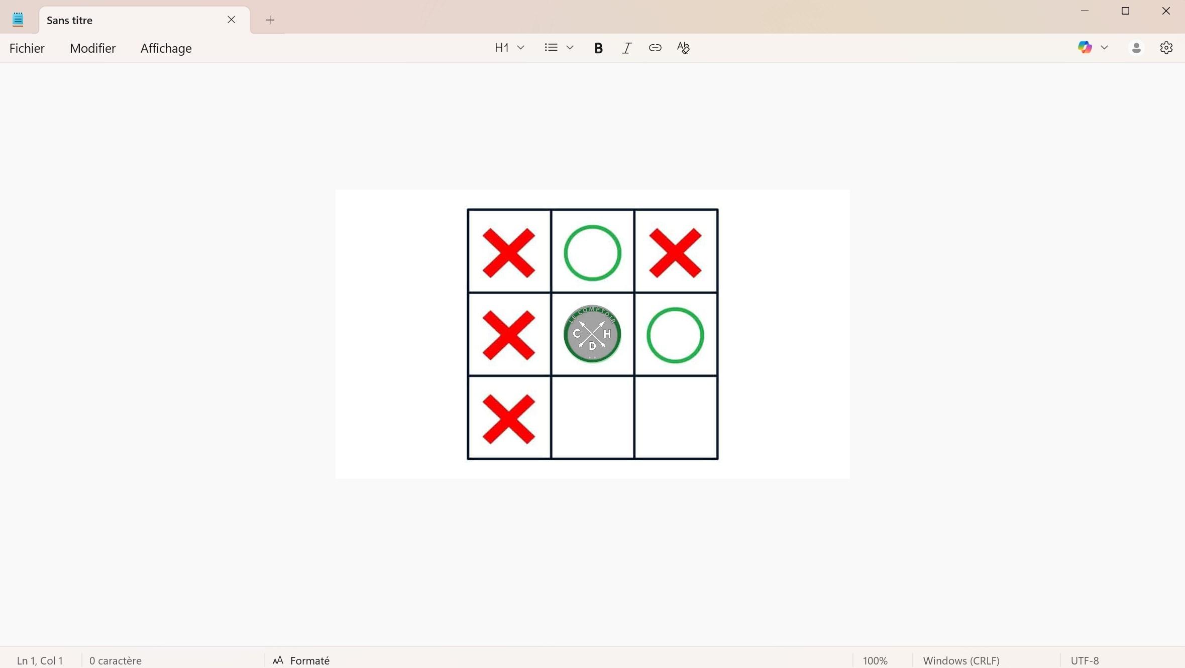 bloc note tableau morpion