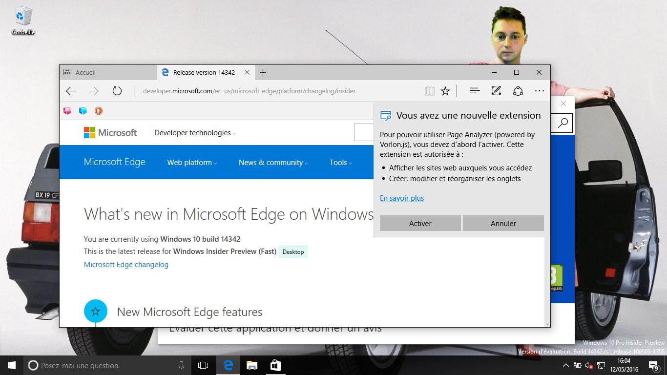 Et activation sous Edge