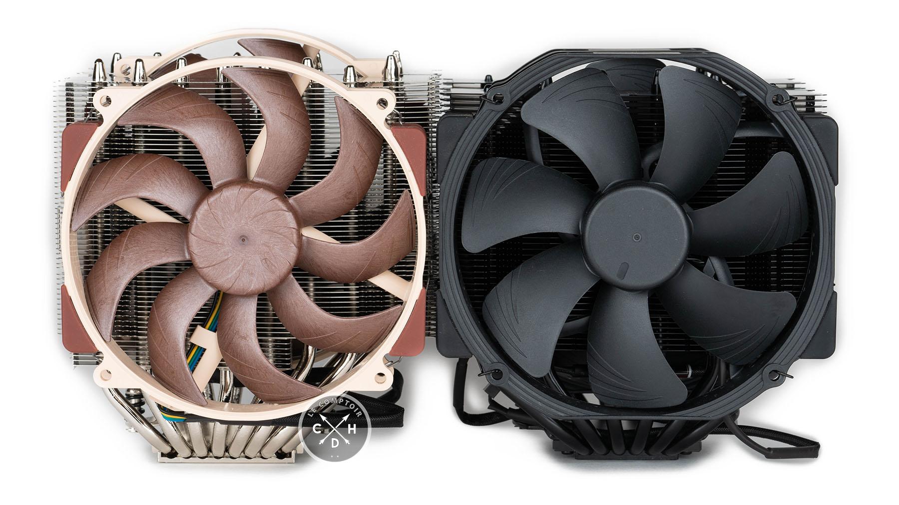 Les Noctua NH-D15 G2 (gauche) et NH-D15 chromax.black (droite)