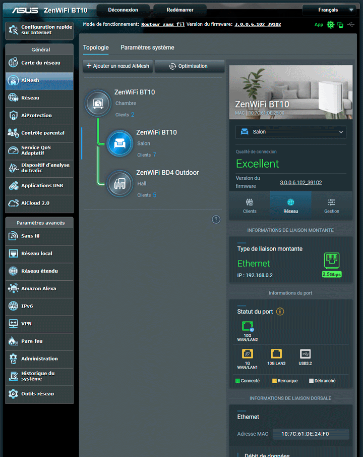 asus BD4 / BT110 web interface / aimesh [cliquer pour agrandir]