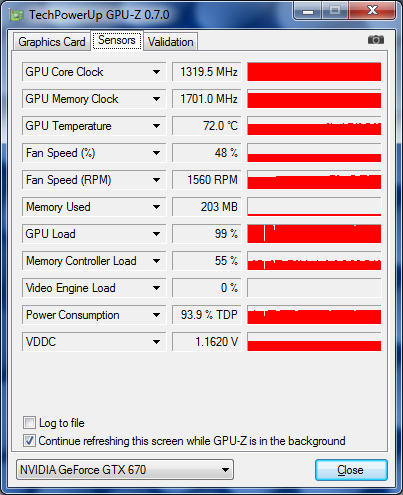 GPU-Z Asus GTX 670 Direct CU II TOP overclockée