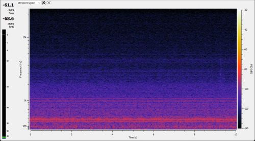 Spectre audio de l'Acer RX 7600 Predator Bifrost OC avec ventilation à 30% (2030 tours/min) [cliquer pour agrandir]