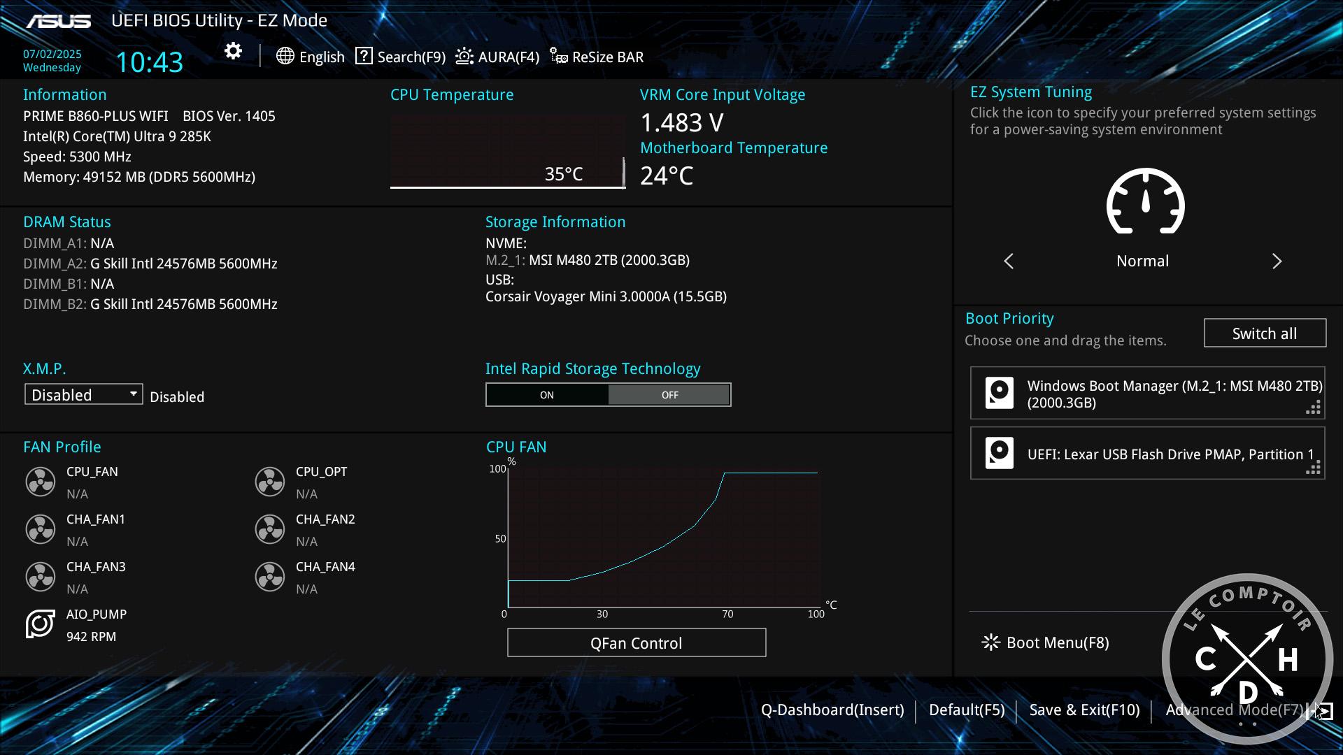 La page d'acceuil du BIOS