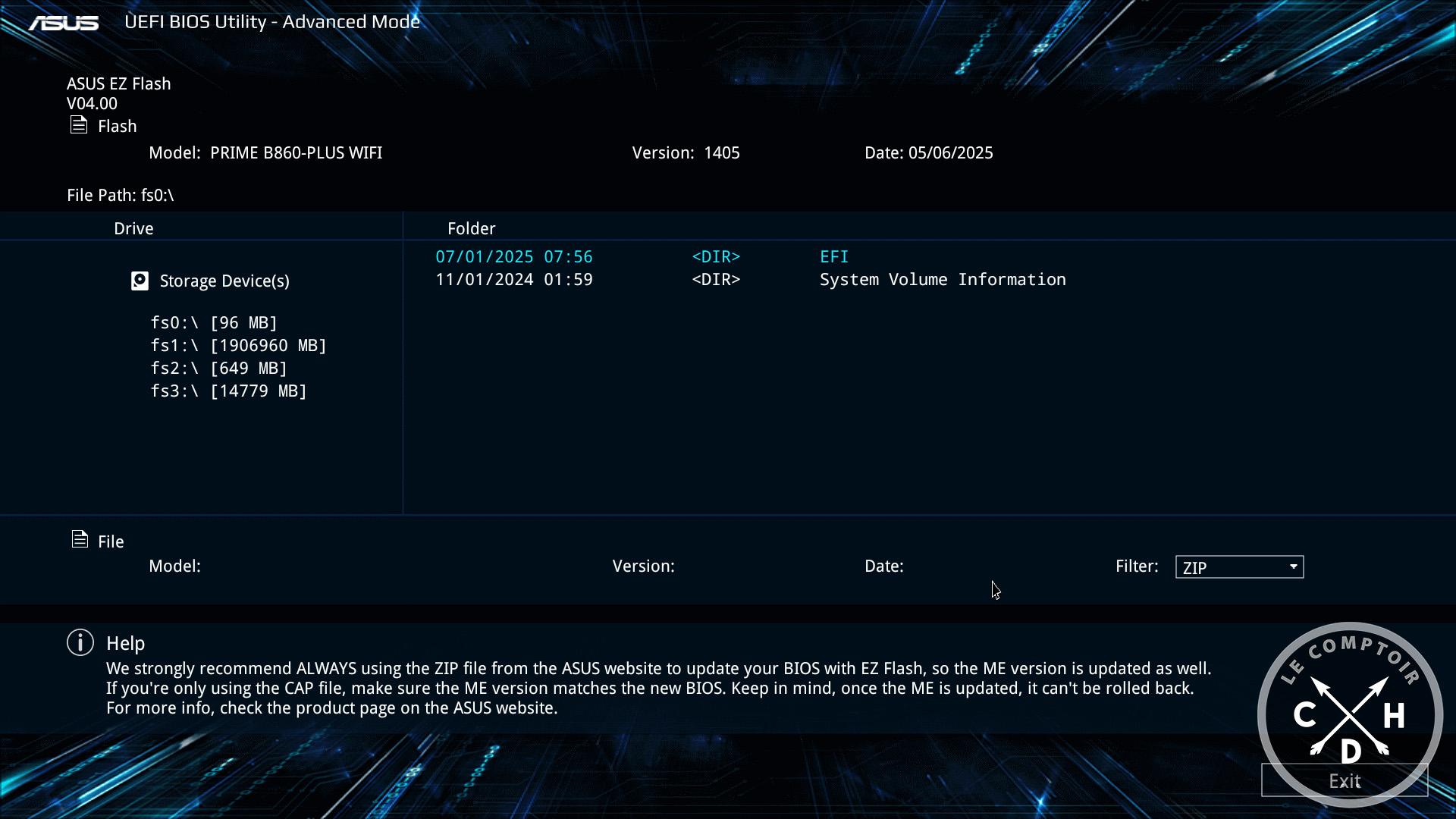 La mise à jour BIOS ultra claire