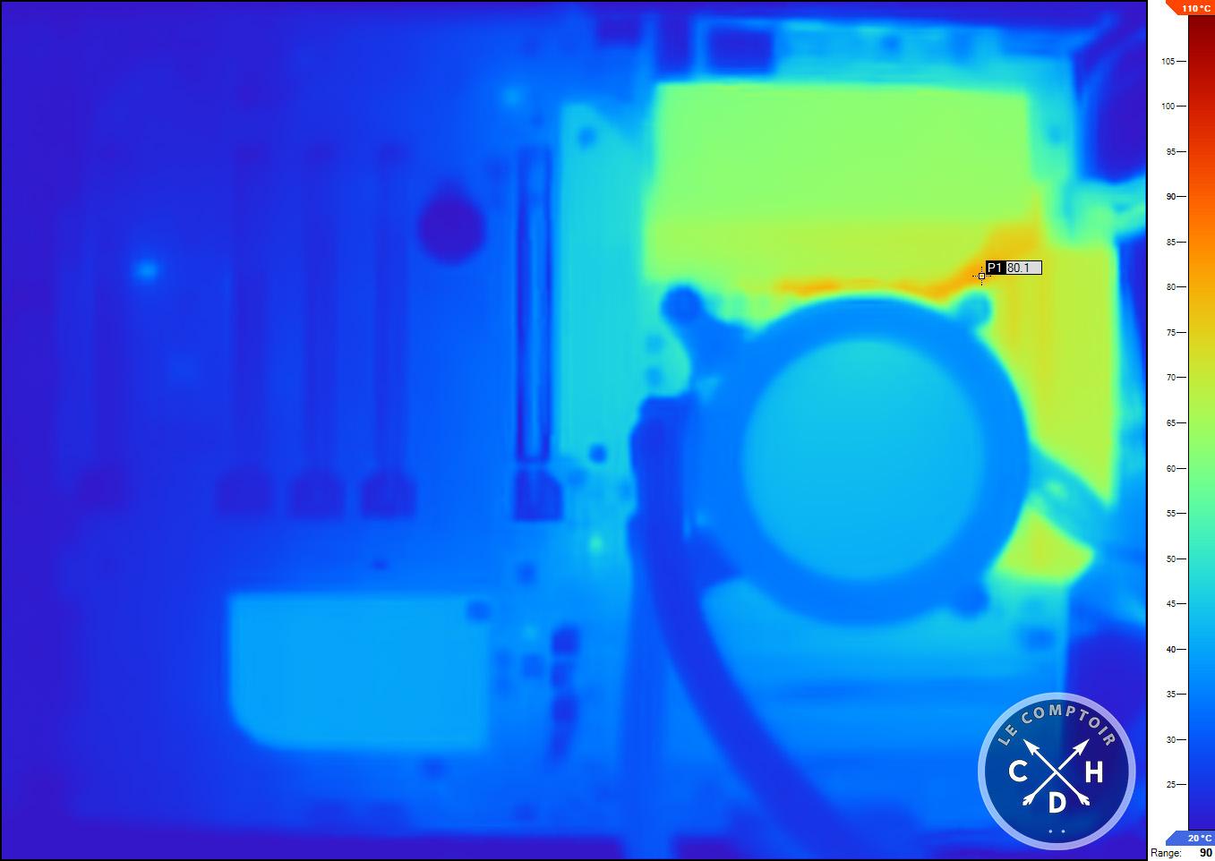 Cliché IR des VRM de la Prime B860-Plus avec un CPU à 240W