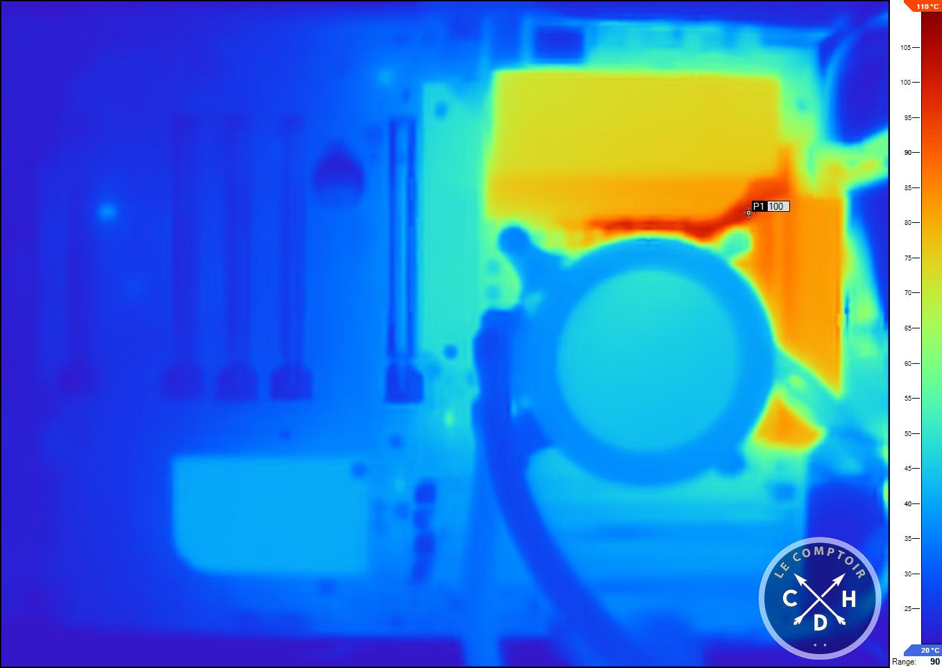 Cliché IR des VRM de la Prime B860-Plus avec un CPU à 300W
