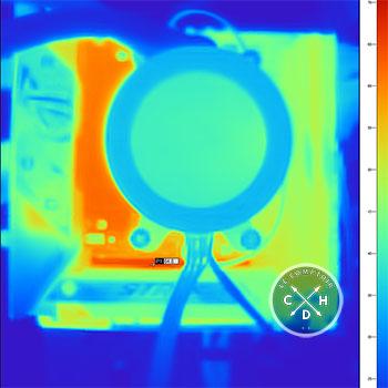 Cliché IR des VRM de la Strix B850-I avec un CPU à 120W [cliquer pour agrandir]