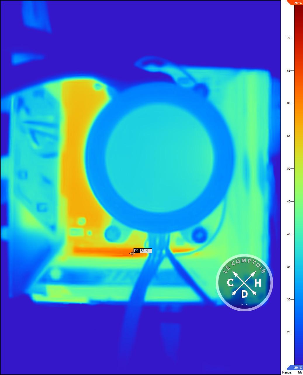 Cliché IR des VRM de la Strix B850-I avec un CPU à 60W