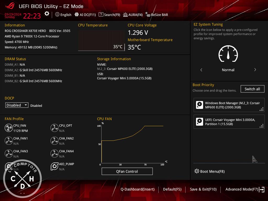 La page d'accueil en mode EZ