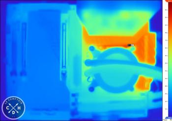 L'étage d'alim de la MSI Z890 Carbon avec un CPU à 300 W [cliquer pour agrandir]