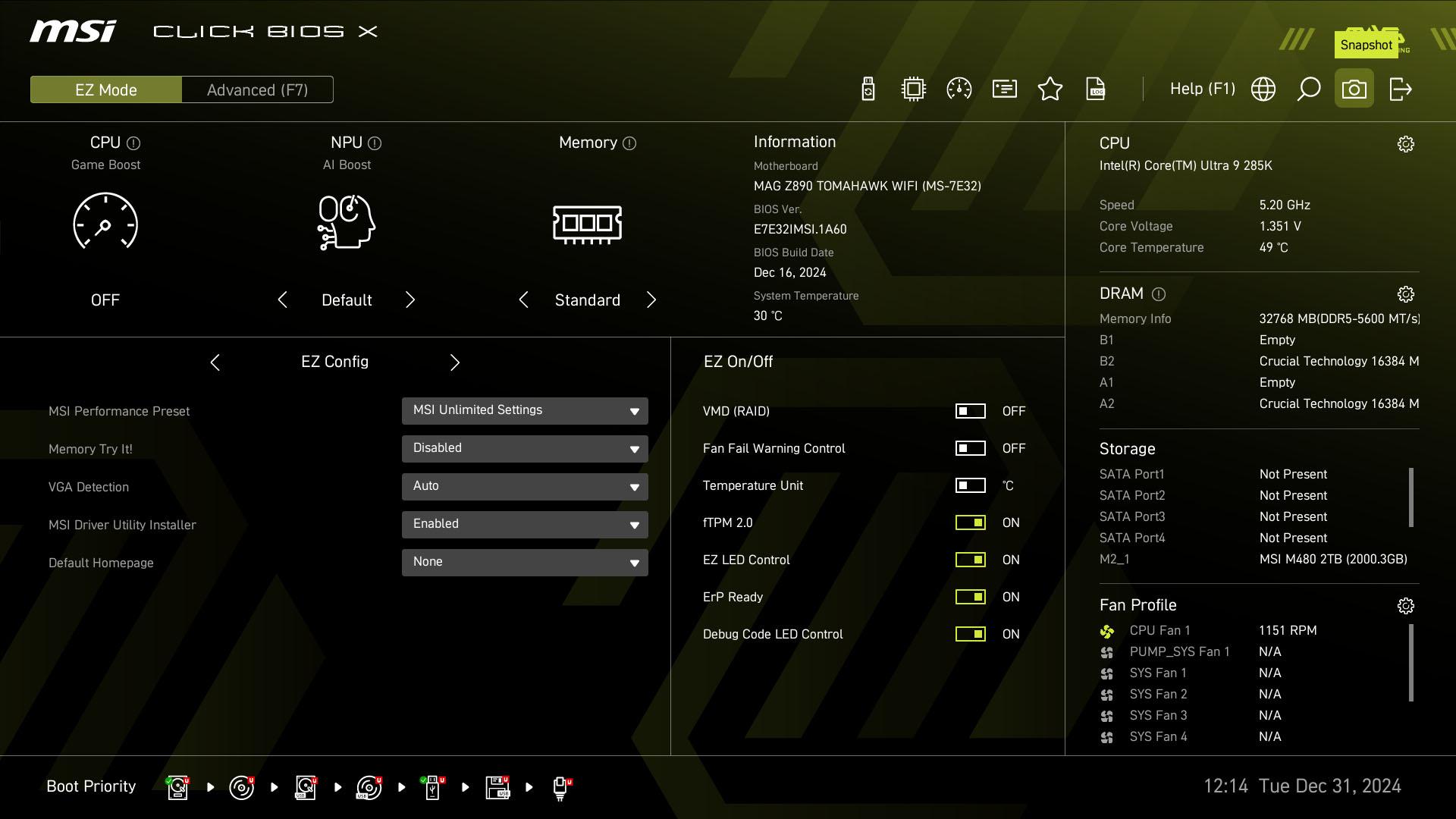 msi z890 tomahawk bios ez t