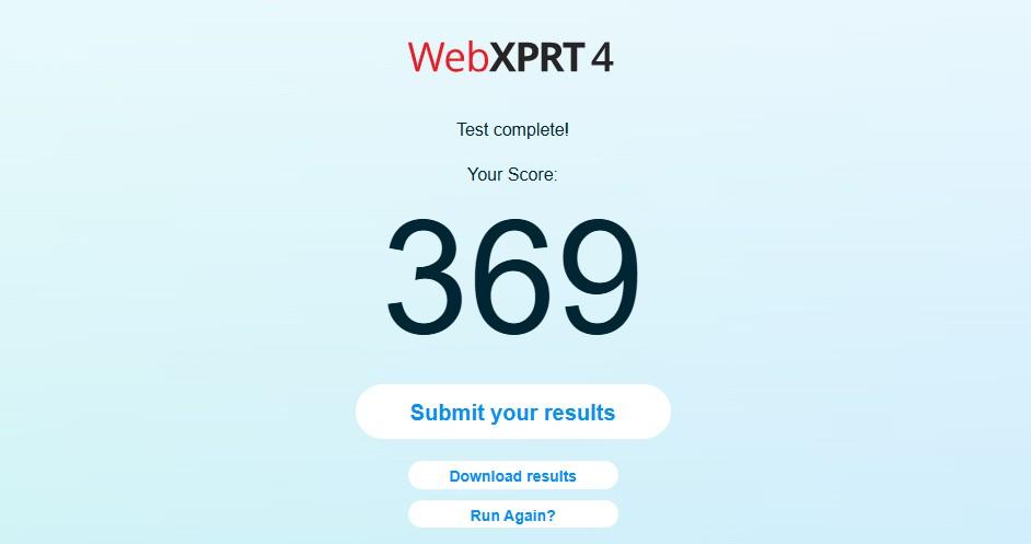 WebXPRT score global NUC14LNS