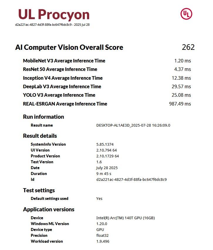 ul procyon resulta test