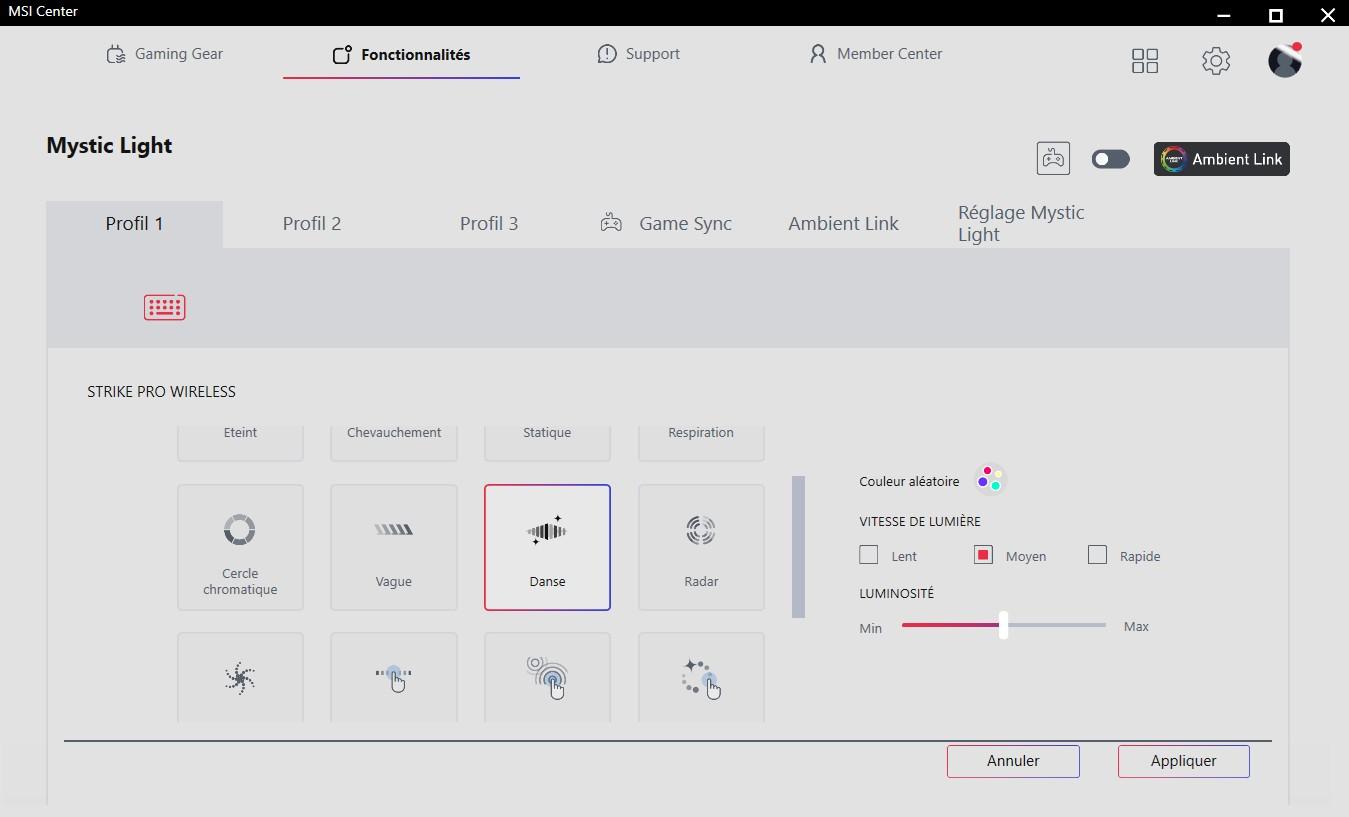 clavier msi strike pro wireless mystic light