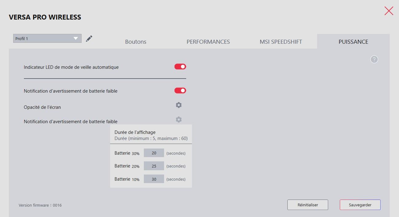 avertissement batterie versa pro msi center