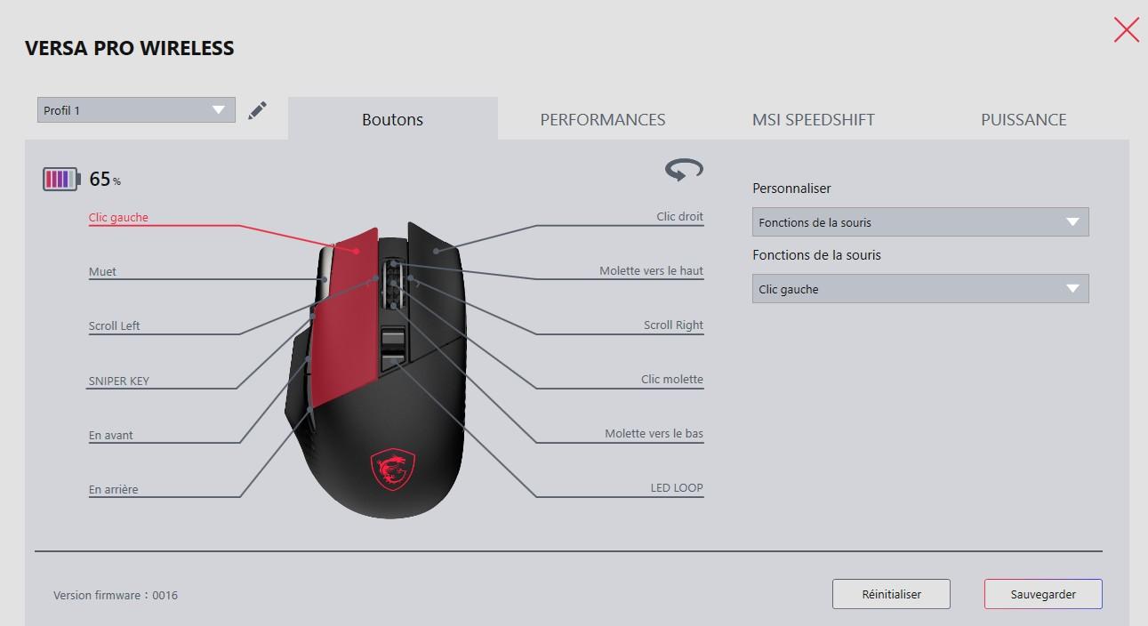 parametrage bouton souris versa pro msi center