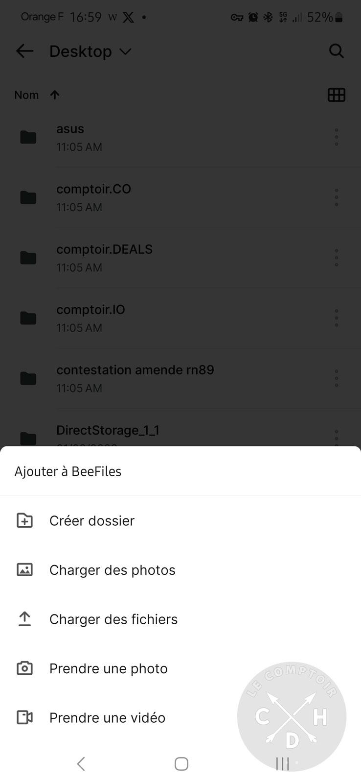 beefiles ajout fichier via un smartphone