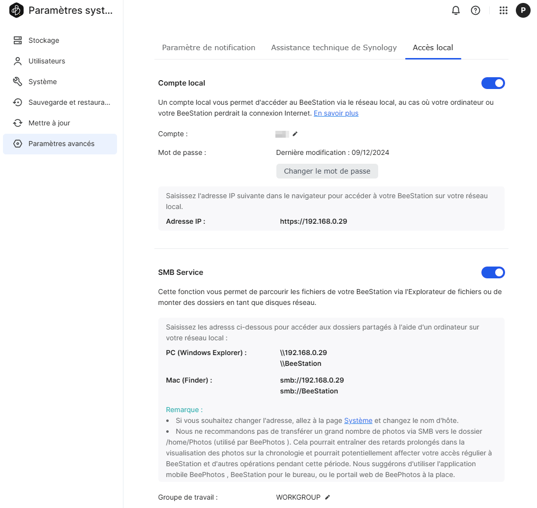 synology beestation lan settings