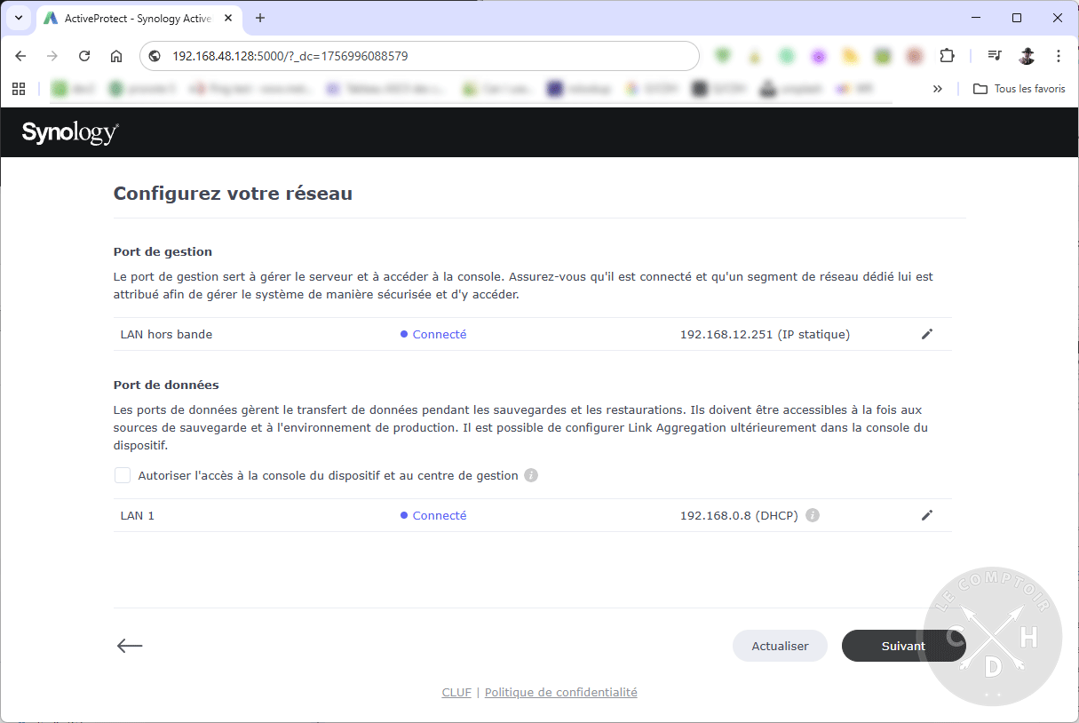 DP320 initialisation APM / LAN
