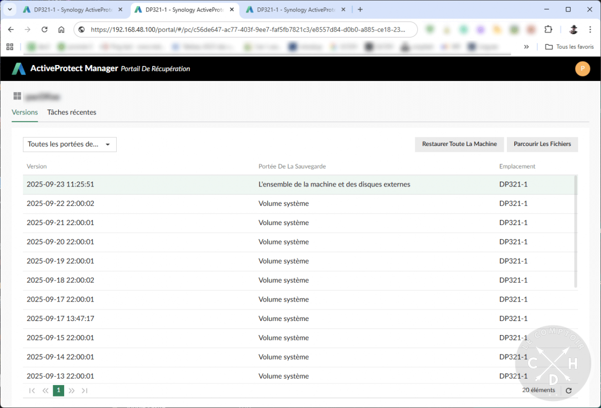 APM / machine windows / portail de récupération [cliquer pour agrandir]