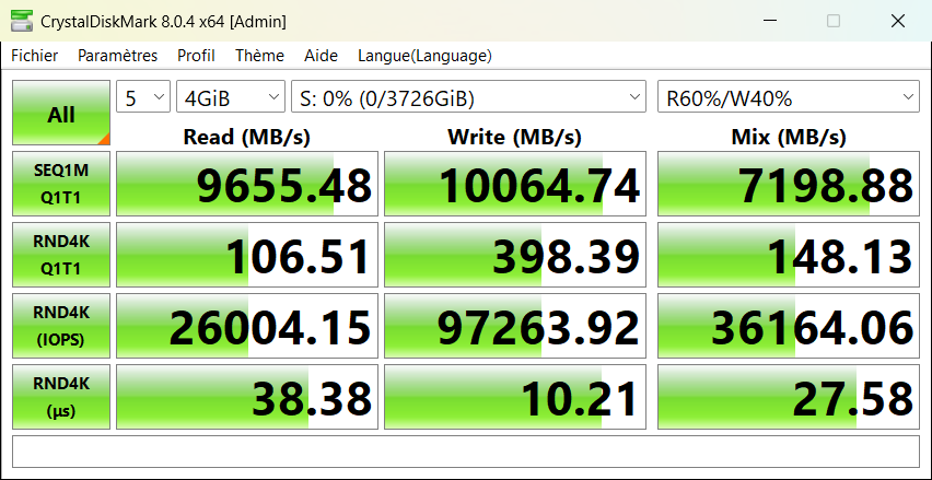 p9100 4to crystaldiskmark q1t1