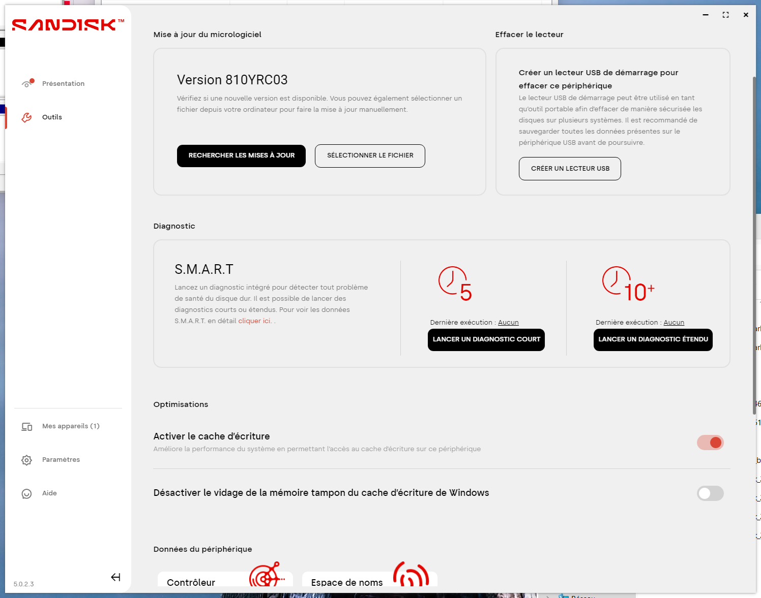 sandisk dashboard 5.0.2.3